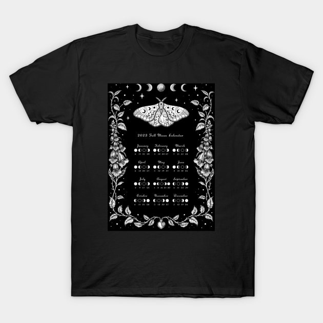 Witch Garden-2023 Full Moon Calendar T-Shirt by Episodic Drawing